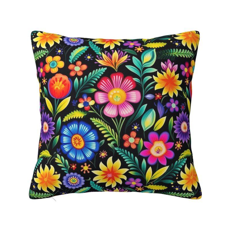 Подушка с красочными цветами, польский цветочный узор, наволочка 40х40 см, бархатный полиэстер, декоративная наволочка для дивана, домашний декор, наволочка 30x30cm 12x12in
